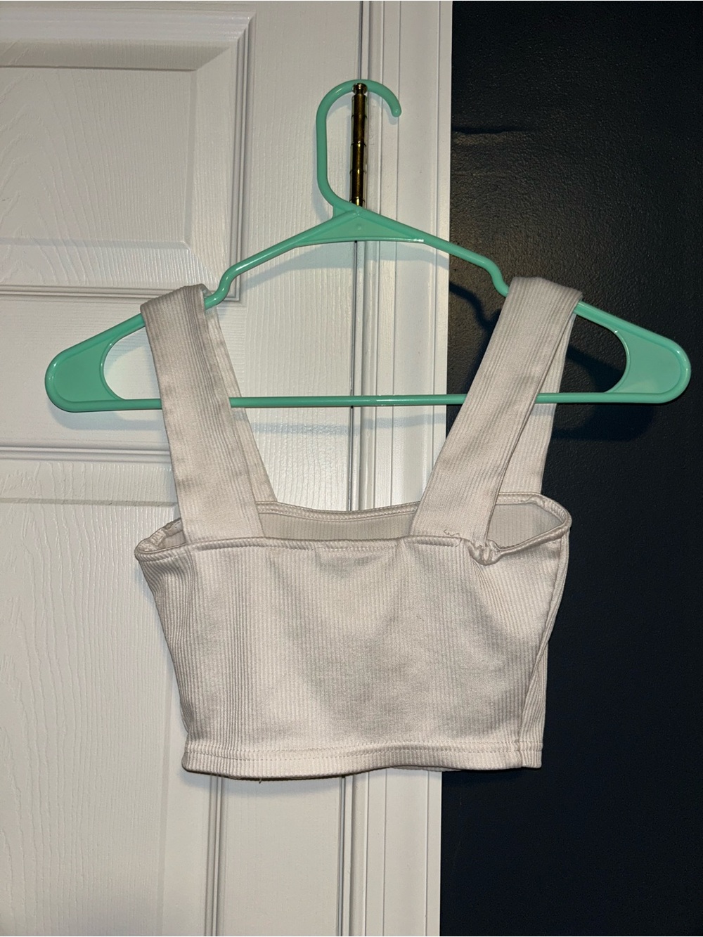 H&M White Ribbed Square-Neck Crop Top - Picture 4 of 4